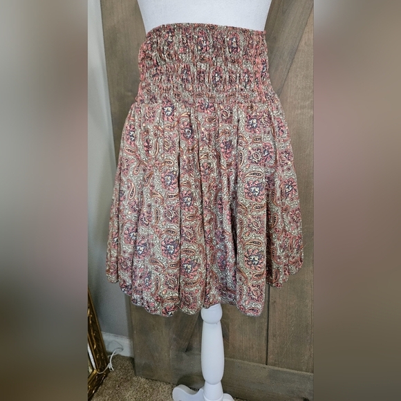 PAANI Smocked Paisley Print Skirt/tube Top. Pink/sage Multi. Size Small NWOT - Picture 7 of 15
